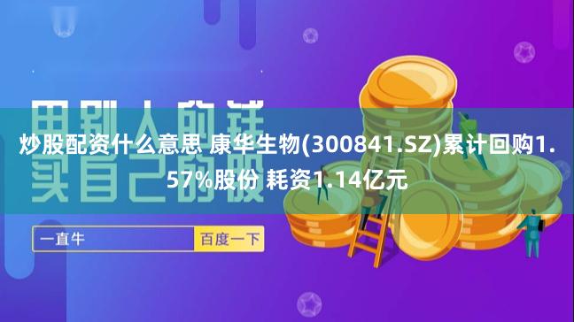 炒股配资什么意思 康华生物(300841.SZ)累计回购1.57%股份 耗资1.14亿元